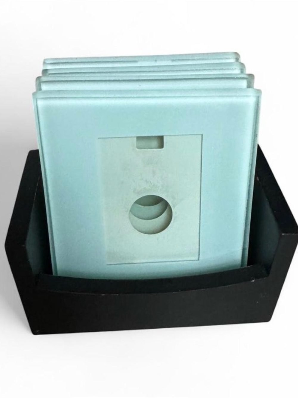 Glass Photo Coaster set with Wooden Holder - Set of 4